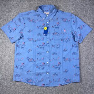 Huk Shirt Mens XXL Blue Fishing Americana American Flag Kona Short Sleeve NWT